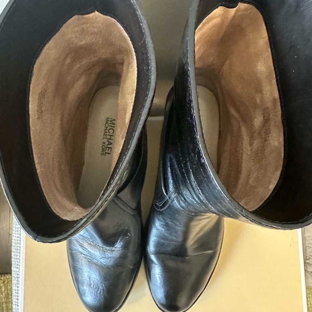 Michael Kors Black Leather Ankle Boots - Picture 3 of 10
